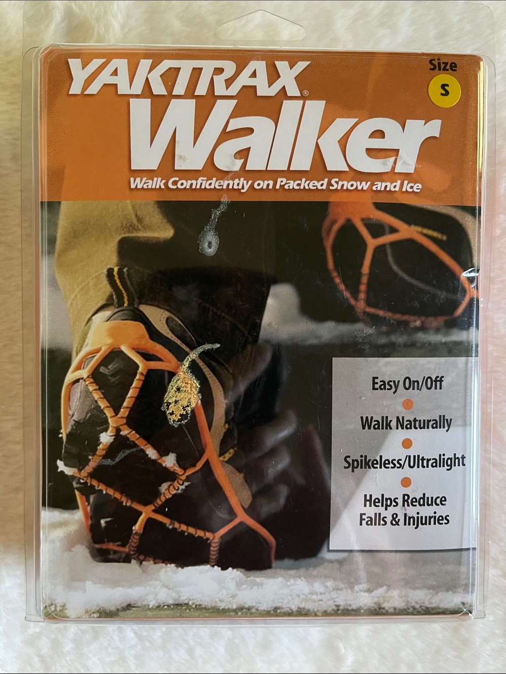 Yaktrax Walker Ice Traction Grips for Multi Gender - Orange/Silver  Size S